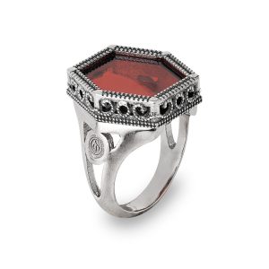 Anello in Argento e Pietre colorate mis.14 rosso