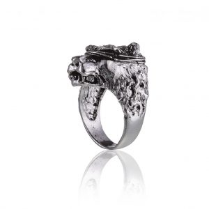 anello uomo Testa di Leone argento Giacomo Burroni