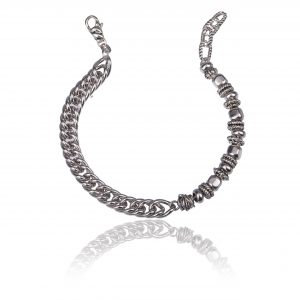 bracciale uomo groumette e cubi argento Giacomo Burroni