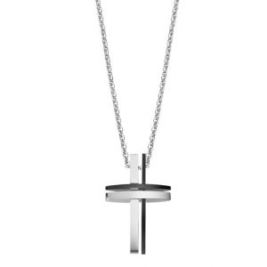collana uomo croce acciaio inossidabile 316L Lotus style