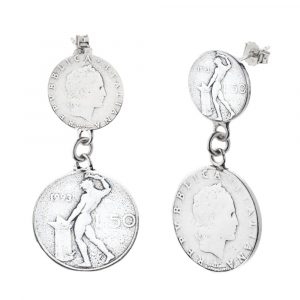 Orecchini donna argento 50 Lire Suali