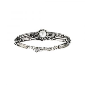 Bracciale donna rigido argento “Luna” con Perla