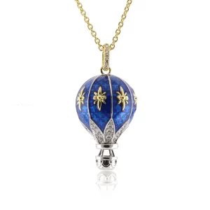 Collana donna argento Mongolfiera bicolore blu Tsars Collection