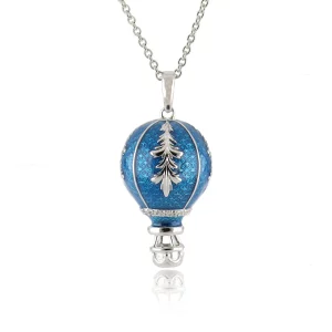 Collana donna argento Mongolfiera bicolore blu Tsars Collection