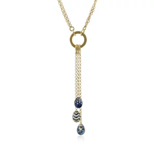Collana donna argento 3 ovetti blu Tsars Collection