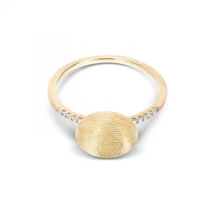 Anello donna “DANCING ÉLITE” con boule incisa a mano in oro e pavè di diamanti Nanis