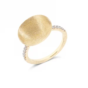 Anello donna “DANCING ÉLITE” con boule incisa a mano in oro e pavè di diamanti Nanis