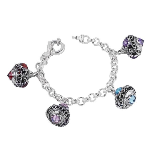 Bracciale donna con charm Trottole in Argento e Pietre Cubic Zirconia Gerardo Sacco