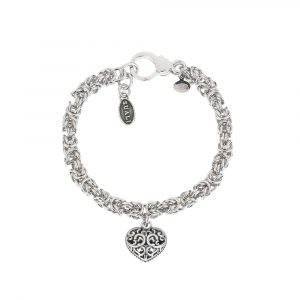 Bracciale donna argento Bizantina con Cuore traforato Suali
