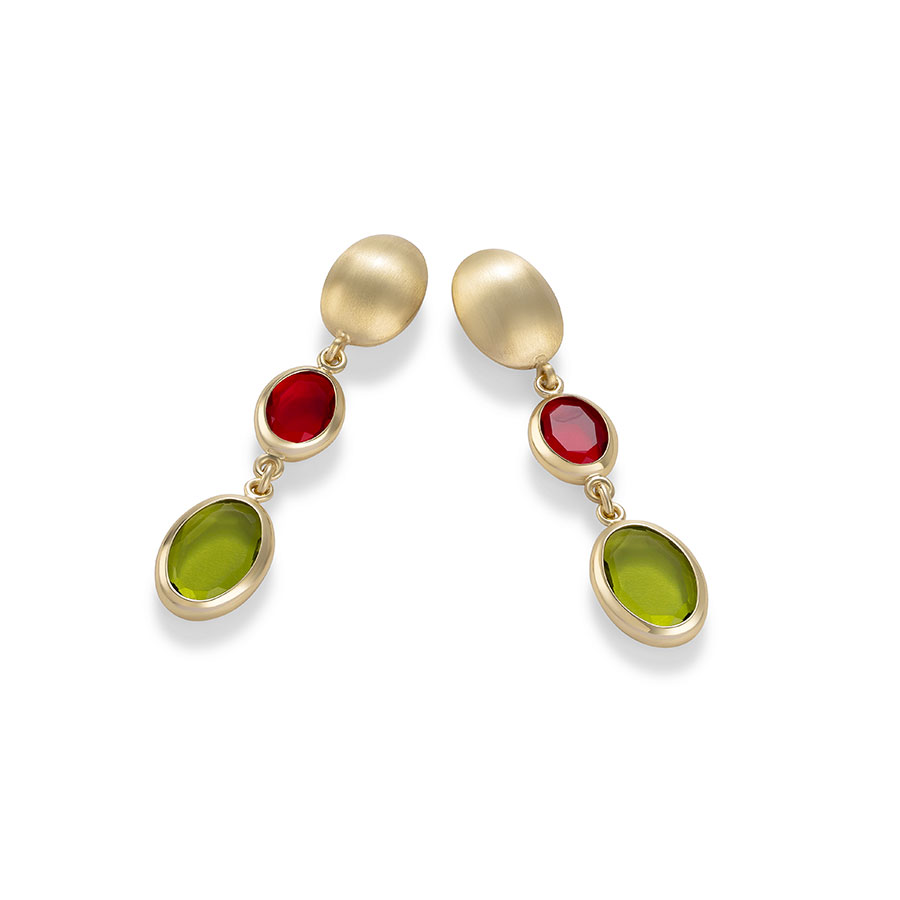 Orecchini pendenti Caramelle Ovali con due diverse paste vitree Aquaforte