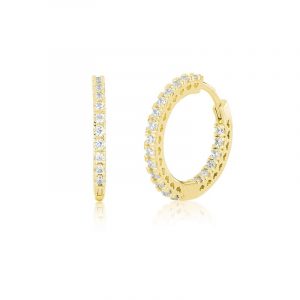 Orecchini tondi a scatto avvolti 15 mm in argento 925 rodiato placcato giallo Artlinea