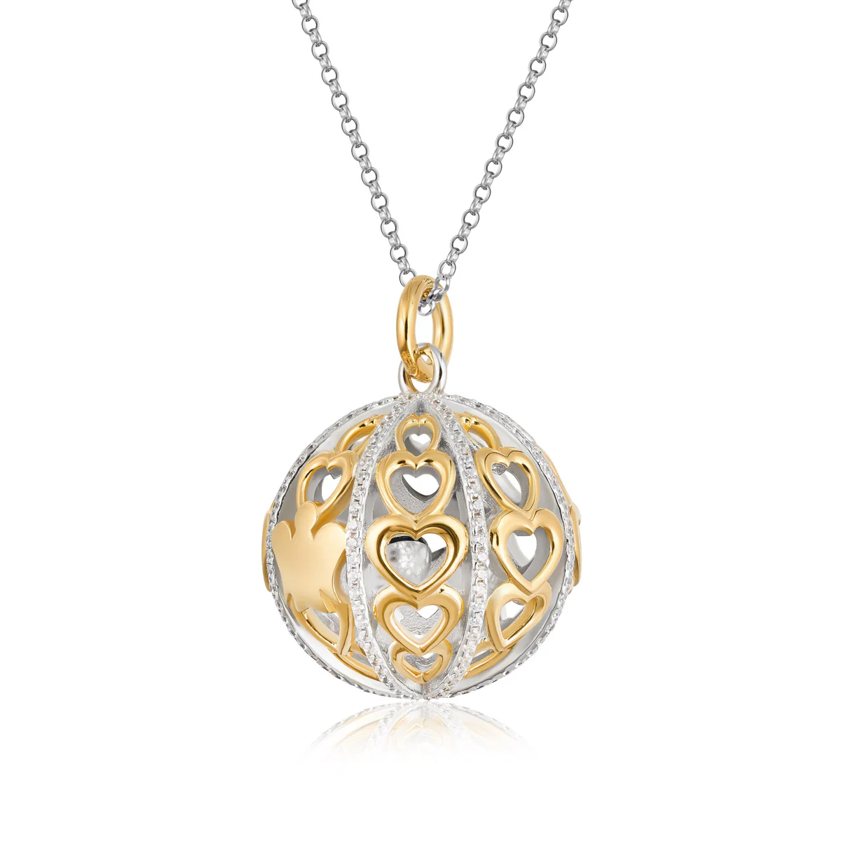 Collana Chiama Angeli dorato cuori e zirconi Roberto Giannotti - immagine 2