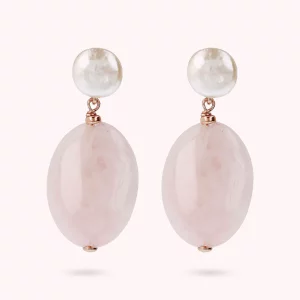 Orecchini Pendenti con Pietre Naturali e Perle Bianche d'Acqua Dolce Bronzallure