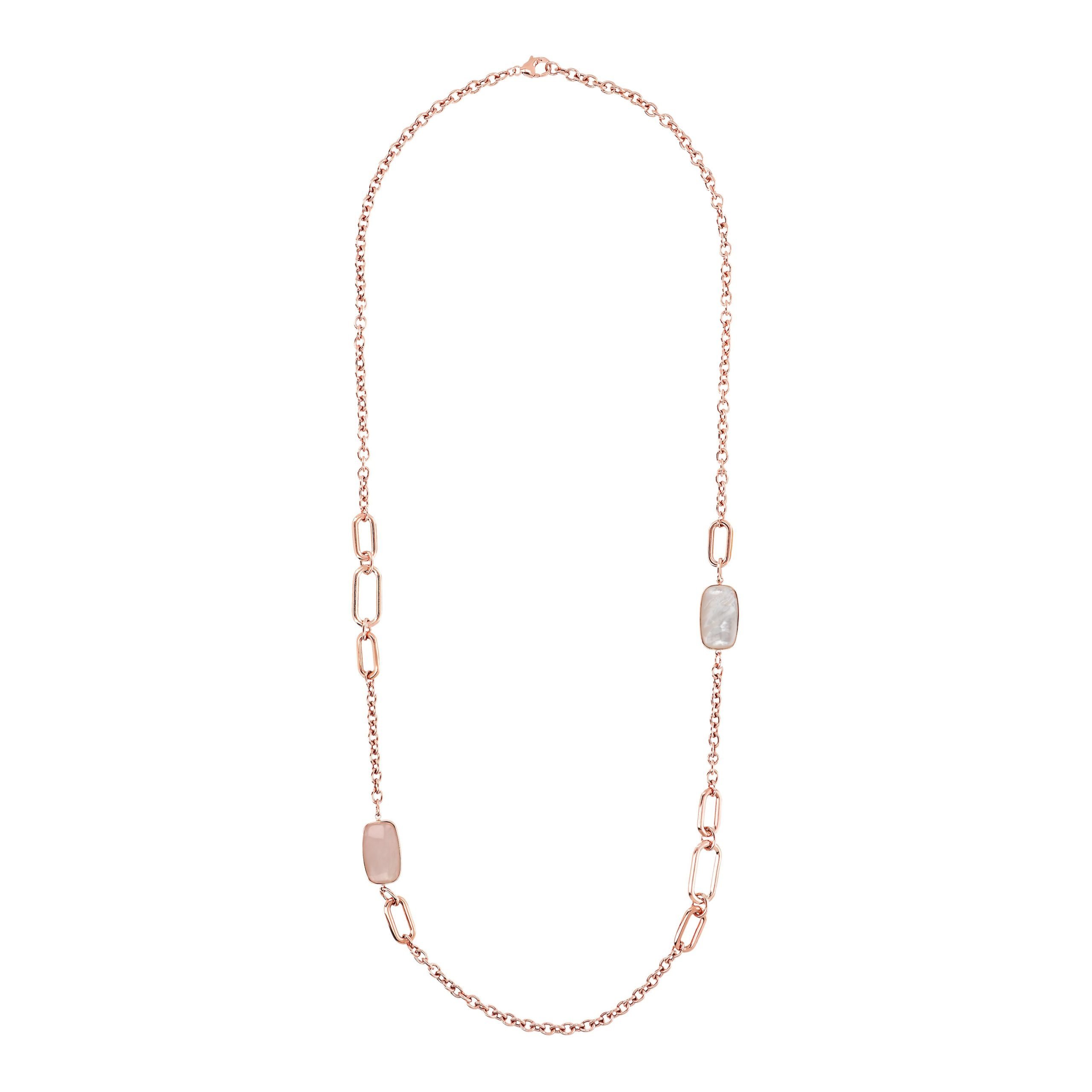 Collana lunga donna con pietre naturali taglio a saponetta Bronzallure