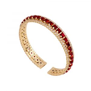 Bracciale donna Bangle My World con pietre carré rosse Rebecca