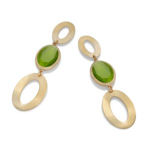 Orecchini Caramelle Vintage con pasta vitrea Verde occhio di gatto Aquaforte