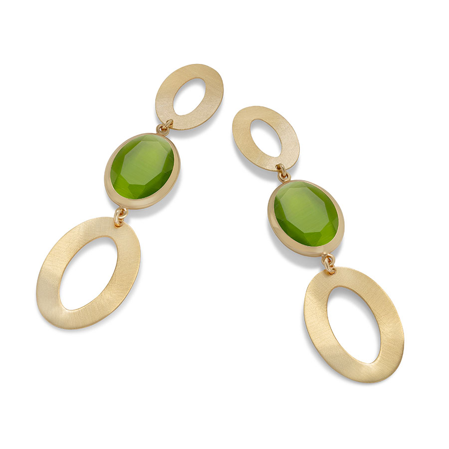 Orecchini Caramelle Vintage con pasta vitrea Verde occhio di gatto Aquaforte