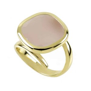 Anello Aquacaramelle con pasta vitrea rosa milky taglio antico Aquaforte