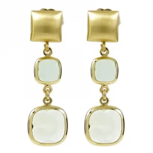 Orecchini Aquacaramelle con due paste vitree verdi taglio antico Aquaforte