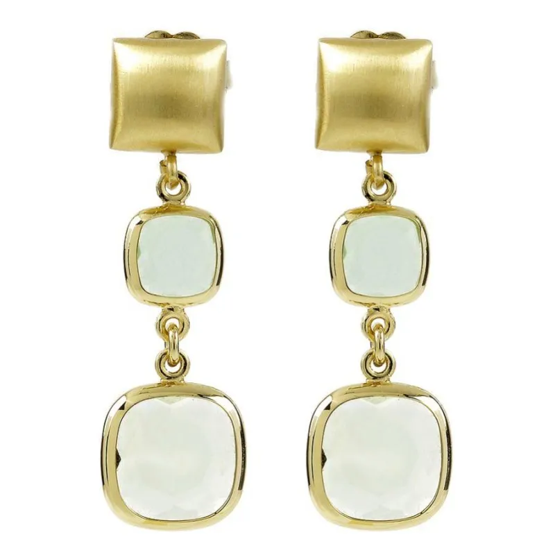 Orecchini Aquacaramelle con due paste vitree verdi taglio antico Aquaforte