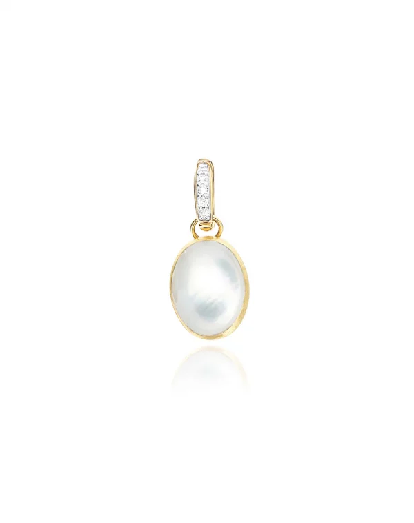 Charm "Boules" Dolcevita in oro inciso, diamanti, madreperla e cristallo di rocca (piccolo) Nanis