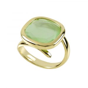 Anello Aquacaramelle con pasta vitrea verde milky taglio antico Aquaforte