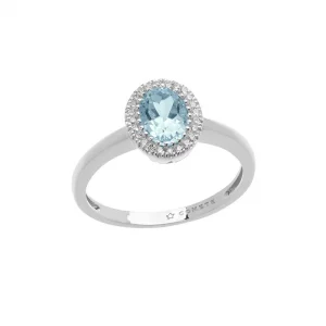 Anello Ovale acquamarina e diamanti Comete