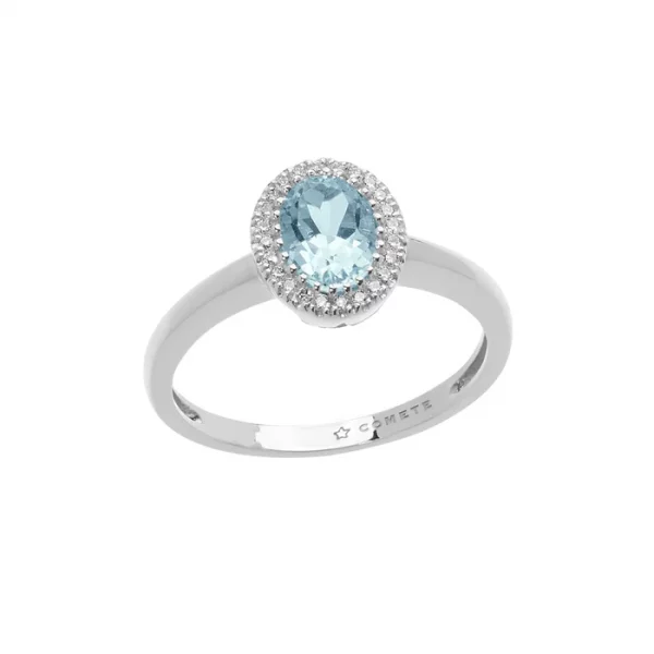 Anello Ovale acquamarina e diamanti Comete