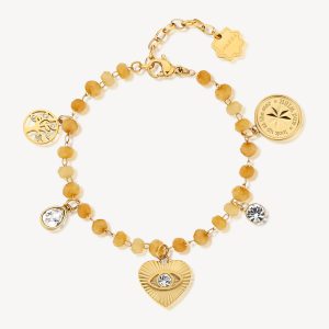 Bracciale in acciaio dorato con Portafortuna Brosway