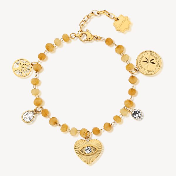 Bracciale in acciaio dorato con Portafortuna Brosway