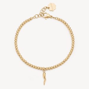 Bracciale in acciaio dorato con Portafortuna Brosway
