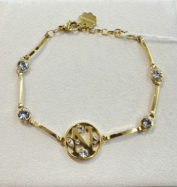 Bracciale in acciaio dorato lettera N Brosway