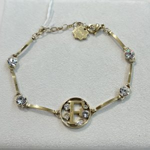 Bracciale in acciaio dorato lettera F Brosway