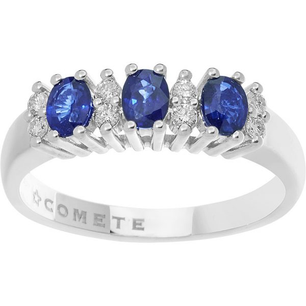 Anello in Oro Diamanti e Zaffiri blu Comete