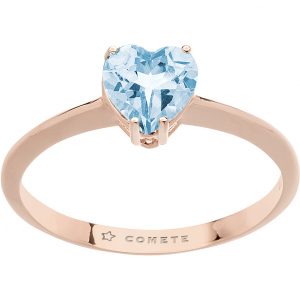Anello in Oro rosè e Topazio Azzurro a Cuore Comete