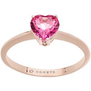 Anello in Oro rosè e Topazio Rosa a Cuore Comete
