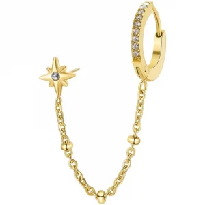 Orecchini in acciaio dorato con catenina Brosway