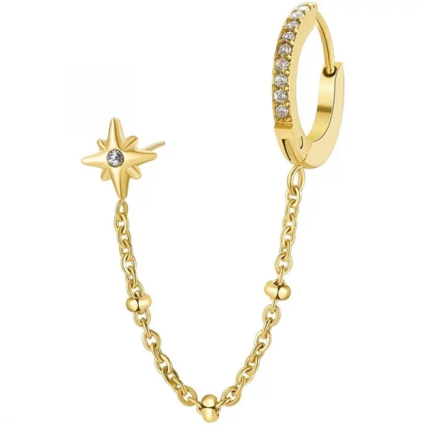 Orecchini in acciaio dorato con catenina Brosway