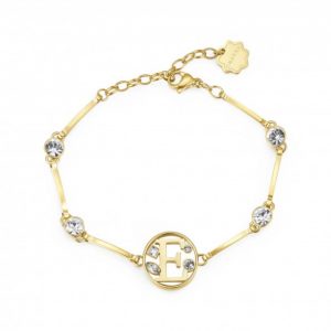 Bracciale in acciaio dorato lettera E Brosway