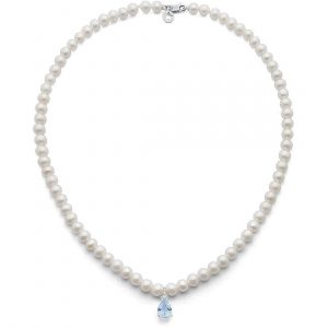 Collana di perle con acquamarina a goccia Comete