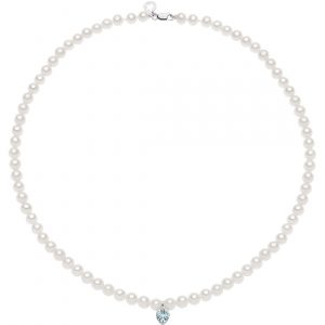 Collana di perle con acquamarina a cuore Comete