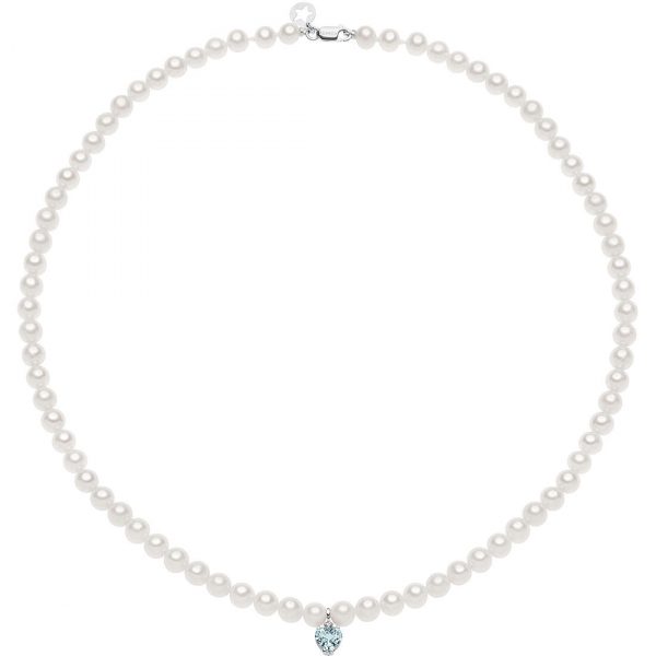 Collana di perle con acquamarina a cuore Comete