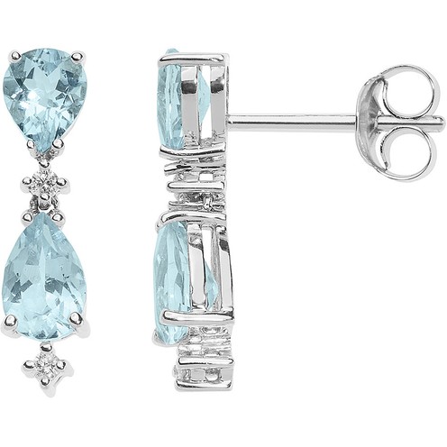 Orecchini in Oro Diamanti e Acquamarina a Goccia Comete