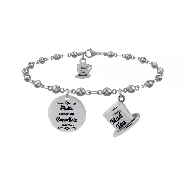 Bracciale donna acciaio “Matto come un Cappellaio” Mad Tea