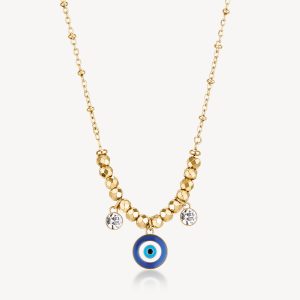 Collana in acciaio dorato con occhio di Nazar Brosway