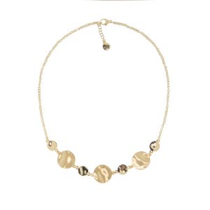 Collana Onde con centrale composto da 7 elementi tondi di diverse dimensioni, lucidi e spazzolati Aquaforte