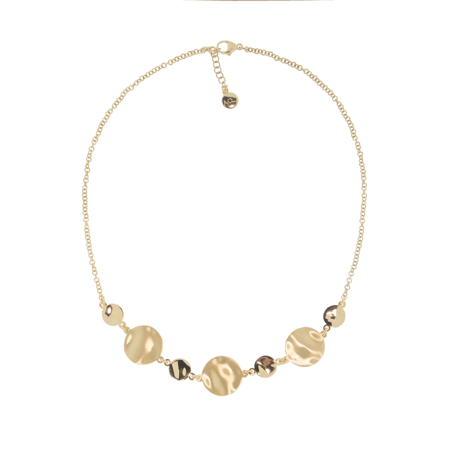 Collana Onde con centrale composto da 7 elementi tondi di diverse dimensioni, lucidi e spazzolati Aquaforte