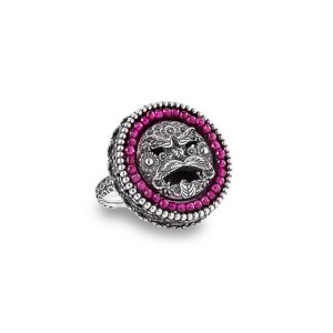 Anello donna argento con maschera e cubic zirconia Gerardo Sacco