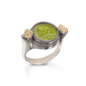 Anello donna argento e oro con pasta vitrea Gerardo Sacco