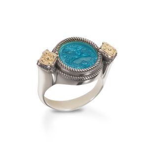Anello donna argento e oro con pasta vitrea Gerardo Sacco